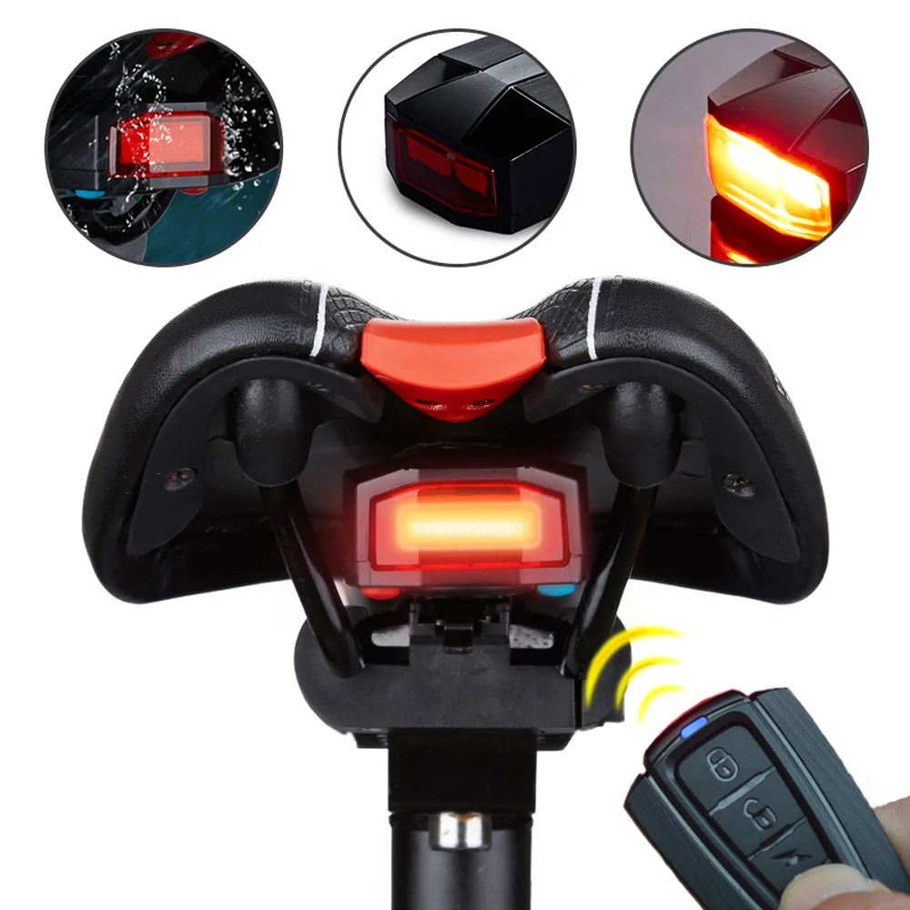 

ANTUSI A6 Bike Burglar Alarm Tail Light Wireless Remote Control USB Rechargeable LED Bicycle Taillights Cycling Rear Lamp