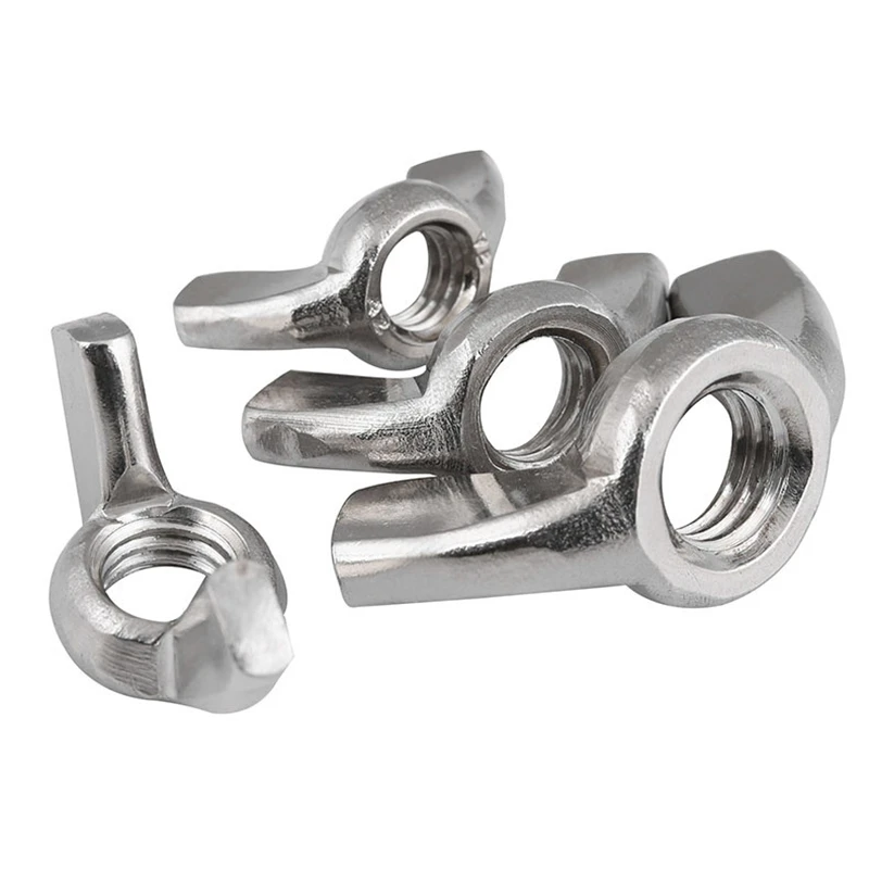 10pcs M3 M4 M5 M6 M8 Wing Nuts DIN315 Stainless steel 304 Hand Tighten Nut Wingnut Butterfly Nut Ingot Two Claw Nuts