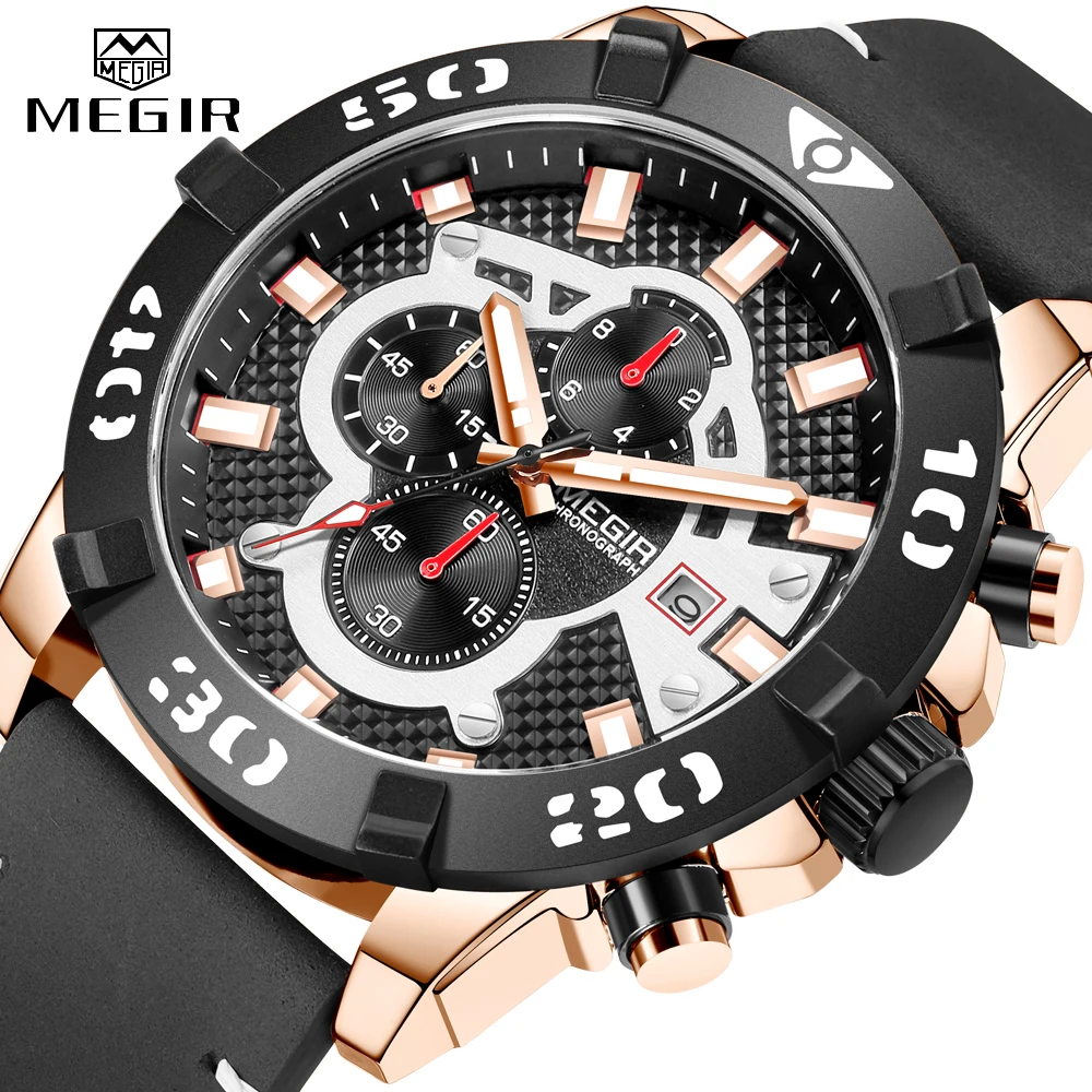 

MEGIR Watch Top Brand Men Sport Chronograph Military Clock Fashion Waterproof Luminous Quartz Wrist Watch Men Relogio Masculino