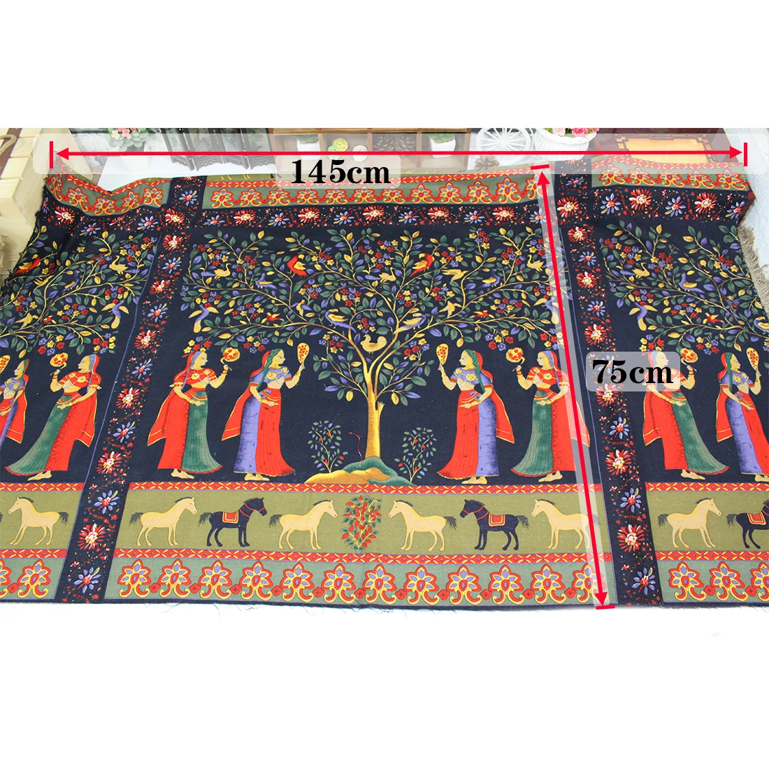 145x75cm Ethnic Indian Style Cotton Fabric DIY Sewing Material For Dress Coat Home Docer Cloth