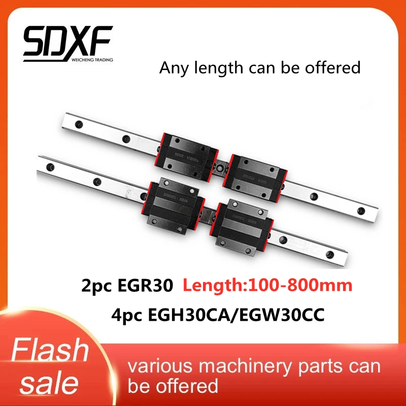 Linear guide rail EGR30-100 200 250 300 350 400 450 500 550 600 650 700 750mm 2pcs guide rails and four sliders EGH30CA/EGW30CC