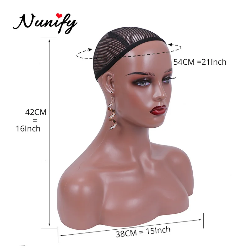 Nunify 3 Colors Mannequin Manikin Model Head Wig Cap Jewelry Hat Display Holder Stand Coffee Color Wig Stand Training Head