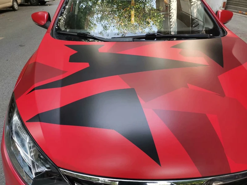 

Large Black Red Camouflage Vinyl Film Colour Change DIY Styling Sticker Car Wraps Foils with Air Release Bubbles