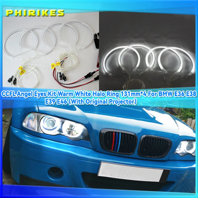 

CCFL Angel Eyes Kit Warm White Halo Ring 131mm*4 For BMW E36 E38 E39 E46 (With Original Projector)