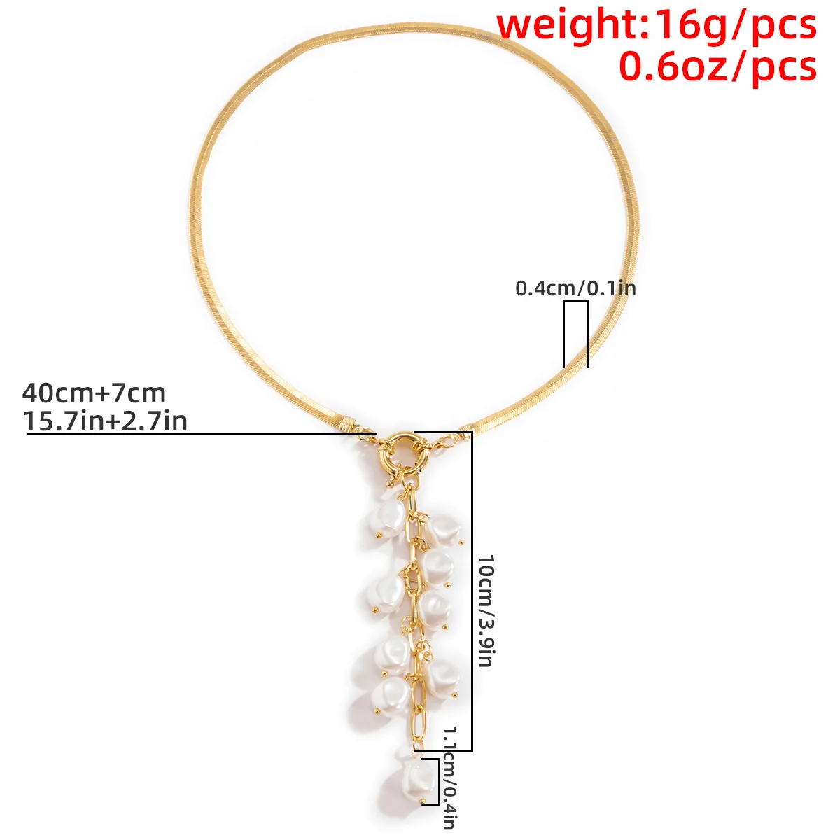 Long Statement Gold Baroque Pearls Beads Necklace for Women Bridal Weddding Party Necklace Chains Jewelry