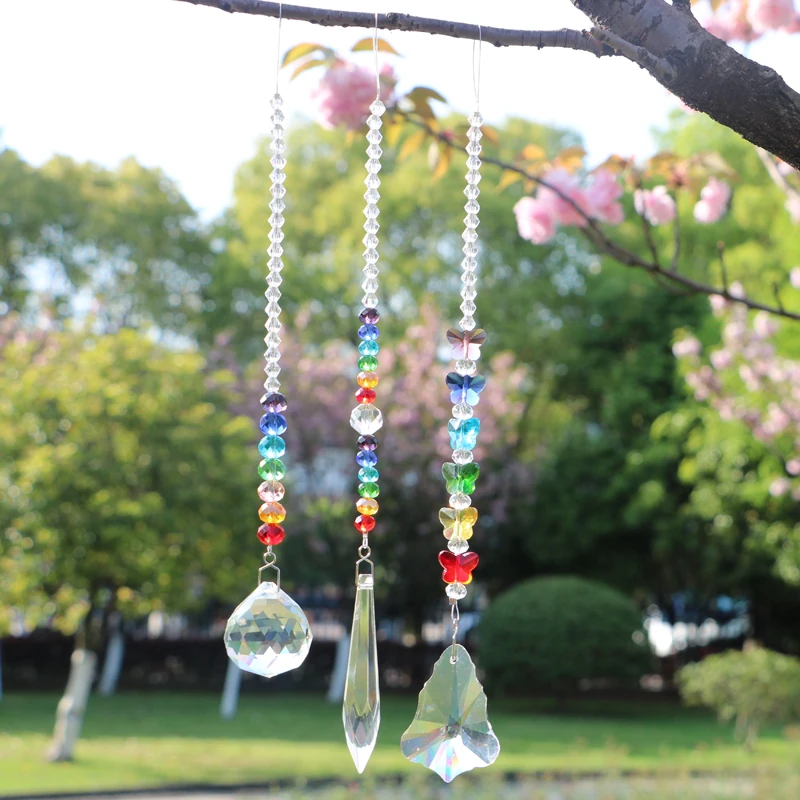 

3pcs/lot Crystal Suncatcher Chandelier Crystal Ball Prisms Pendant Rainbow Maker Window Hanging Ornament Home Wedding Decoration