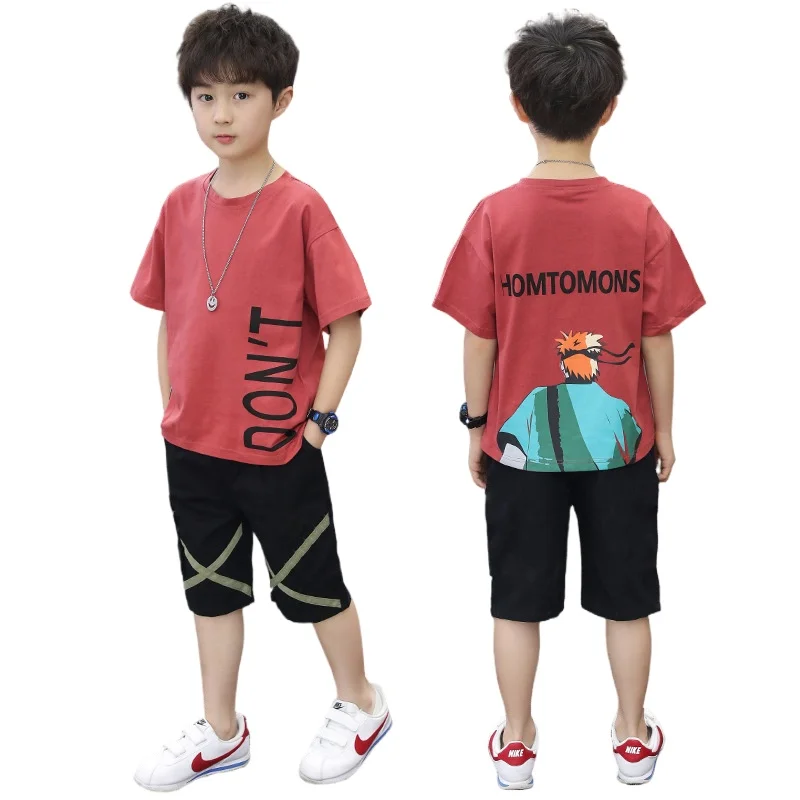 

Summer Sports Suits Boutique Kids T-Shirt Shorts Pants Cartoon Anime Prints Children 2pc Clothes Teens Boutique 5 To 14 Years