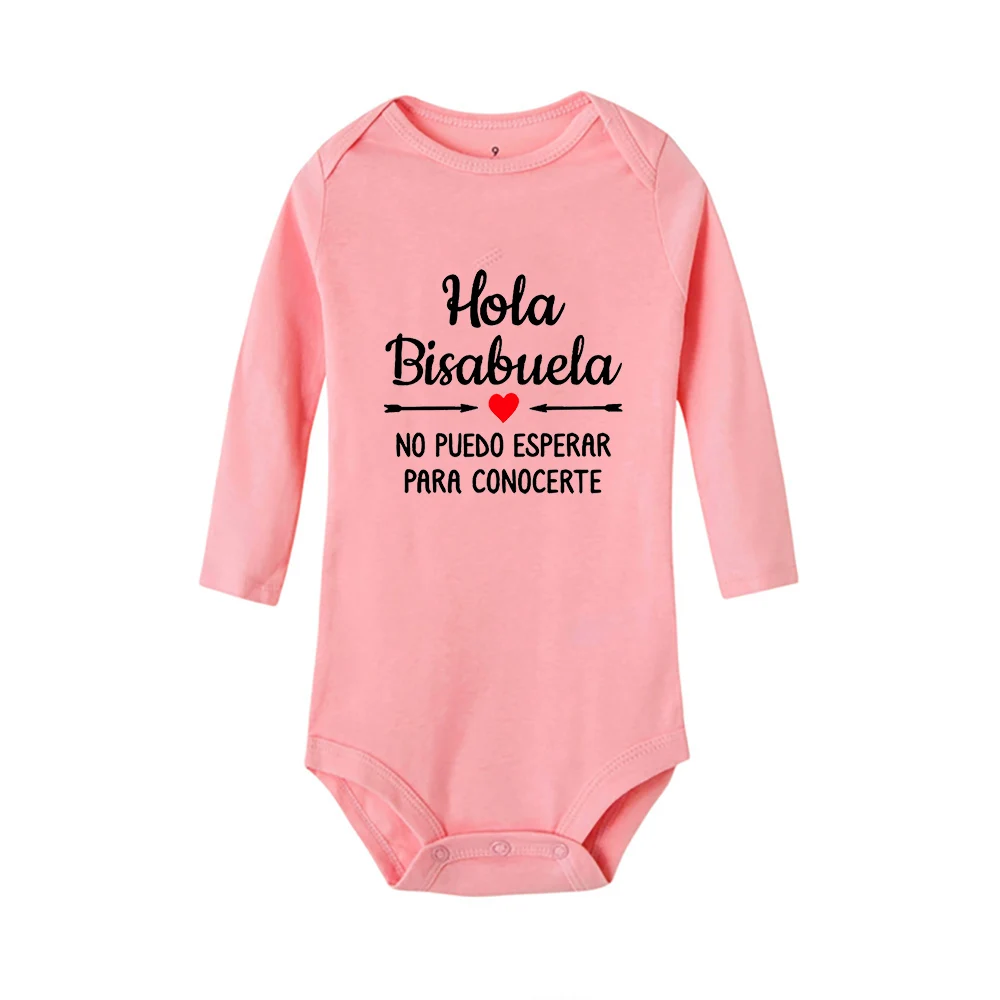 Hola Bisabuela Spanish Baby Newborn Bodysuits Clothes Pregnancy Announcement To Great Grandma Boy Girl Children Casual Jumpsuits