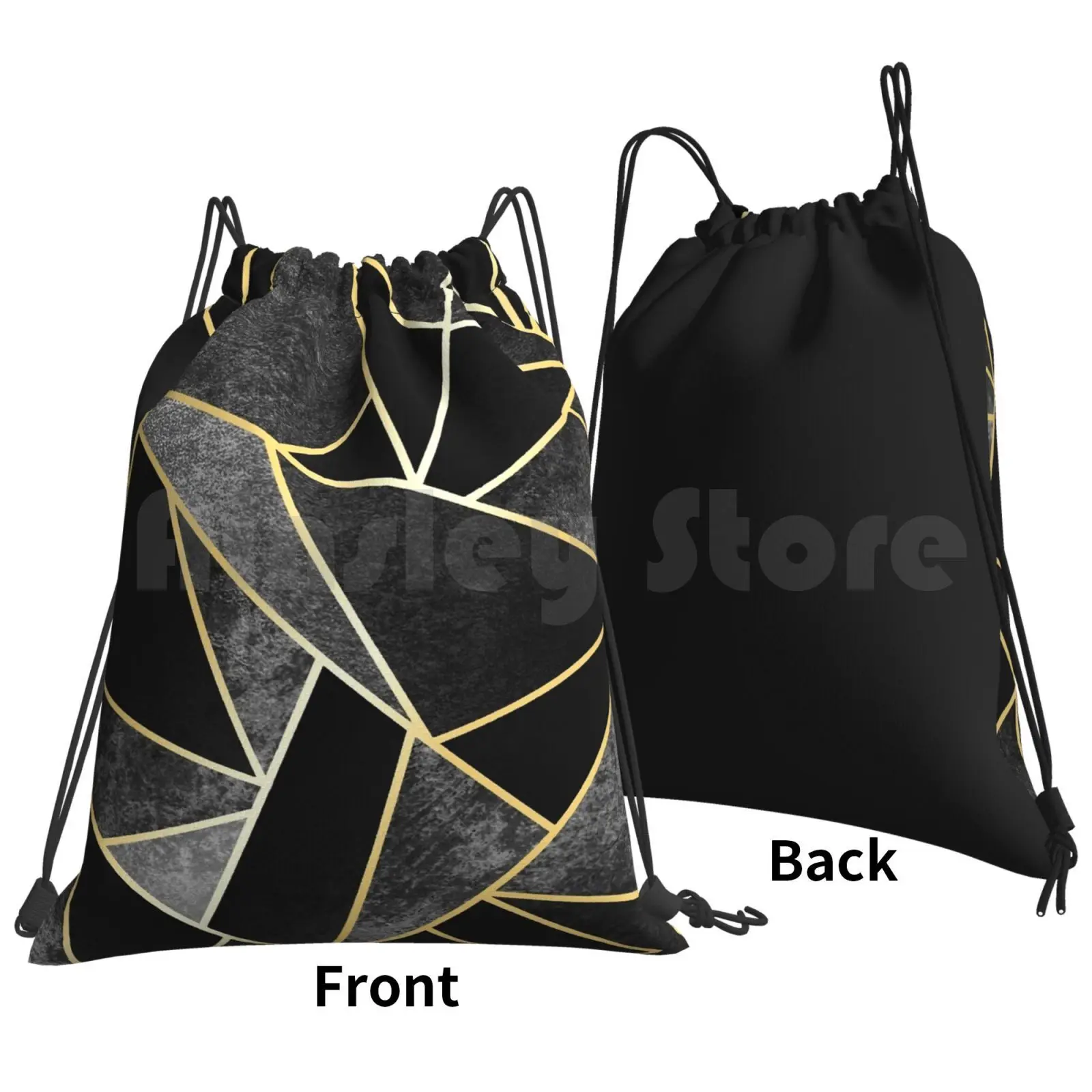 Black And Gold Shatter Backpack Drawstring Bag Riding Climbing Gym Bag Cute Colorful Vibrant Lover Kids Baby Birthday