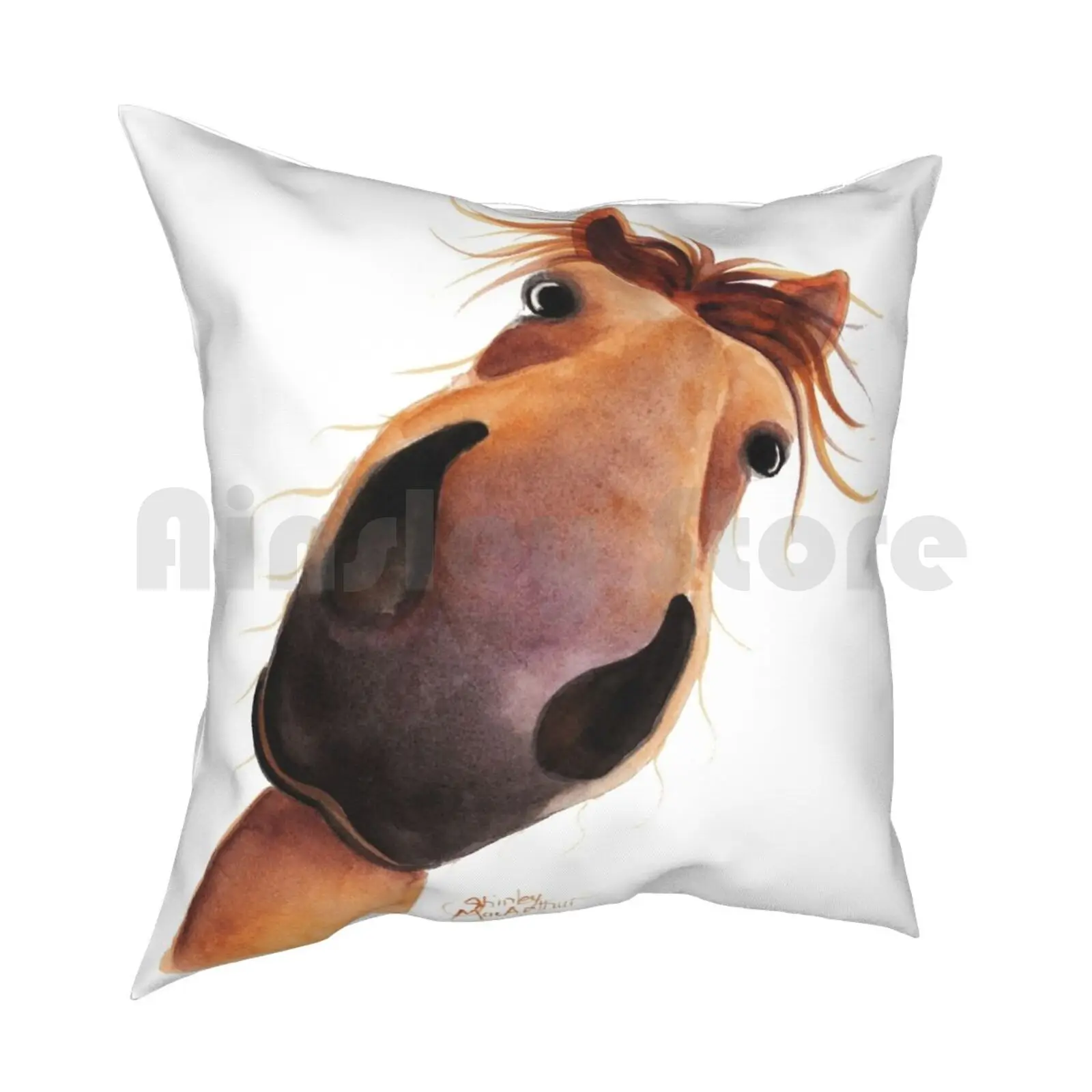 Horse Print 'Mad Max' By Shirley Macarthur Pillow Case Printed Home Soft DIY Pillow cover Horse Horse Art Horse Equestrian