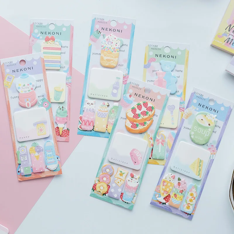 1 Piece Lytwtw's Cute Cartoon Candy Cake Bear Gourmet Sticky Notes Stationery Sticker Memo Pad Planner Office School Supplies