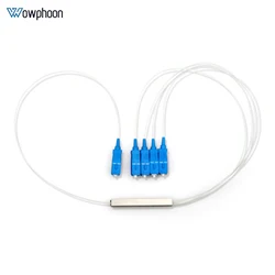 Fiber Optic PLC Splitter 1*4 SC/UPC 0.9mm Steel Tube 1x4 Mini optical fiber plc splitter Customized