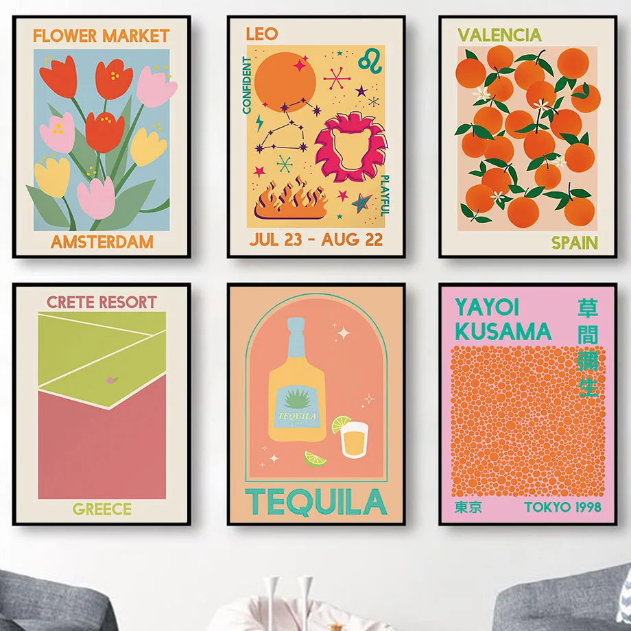 Abstract Matisse Cocktail Vodka Zodiac Astrology Wall Art Canvas Painting Nordic Posters And Prints Wall Pictures For Home Decor