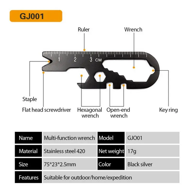 Outdoor EDC Stainless Steel Key-shaped Multifunction Pocket Tool Key Chain With Beer Bottle Opener Multipurpose Keychain Tools