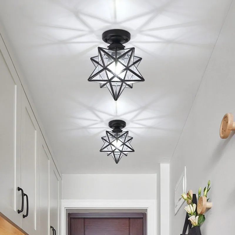 Pentagram Corridor Aisle light Modern Golden Entrance Balcony Cloakroom Star Ceiling Lights Dining Room Kitchen Lamp Deco