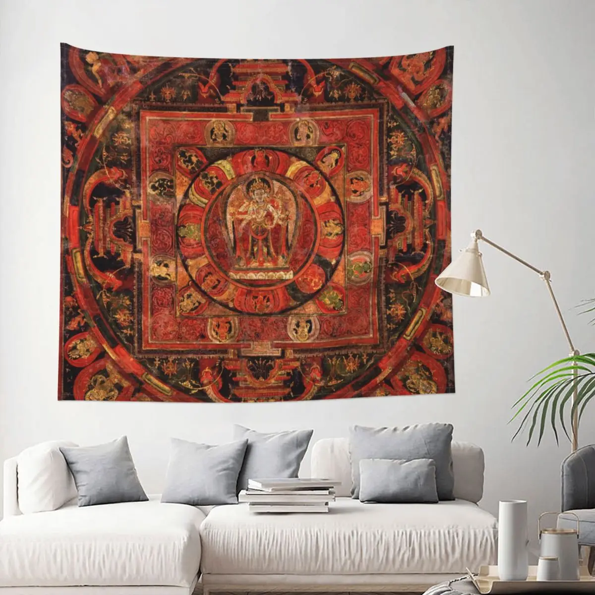 

Indian Buddha Meditation Tapestry Wall Hanging Printed Polyester Tapestry Vintage Bohemian Wall Blanket Room Decor Wall Cloth