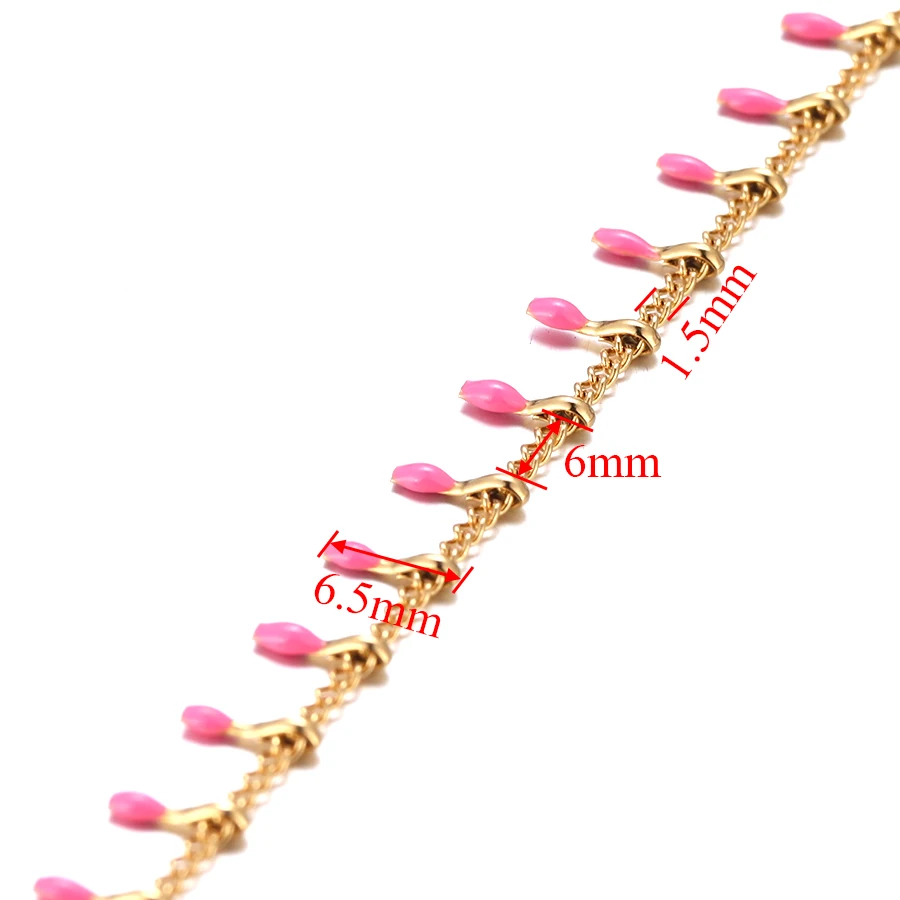 1 Meter Stainless Steel Hot Pink Enamel Link Chains Gifts Findings Components for DIY Necklace Bracelet Anklet Jewelry Making