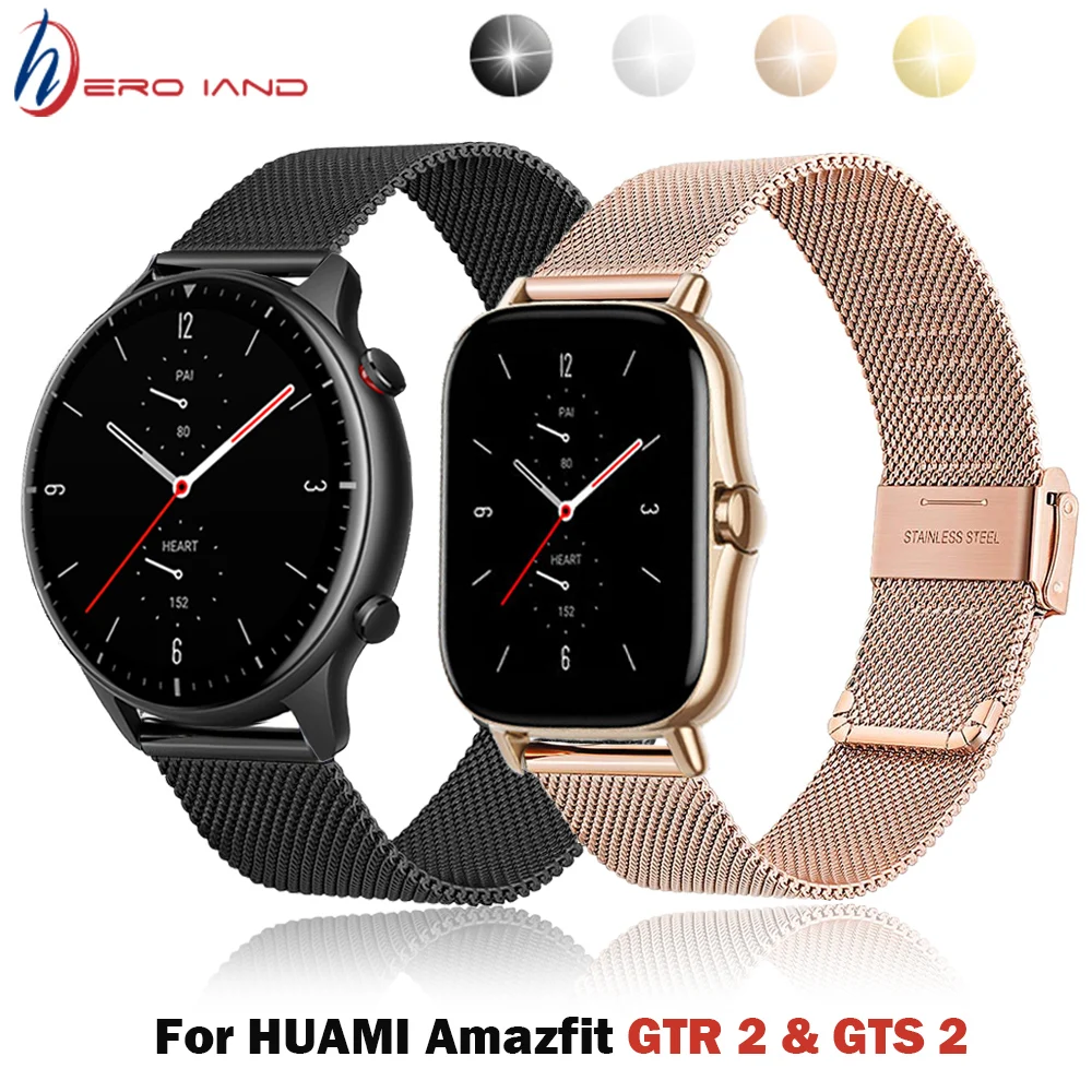 Stainless Metal Bracelet For Huami Amazfit GTS 2 & GTR 2 Smart Watch Band For Xiaomi GTR 42mm 47mm Stratos 2 3 Pace Wrist Strap