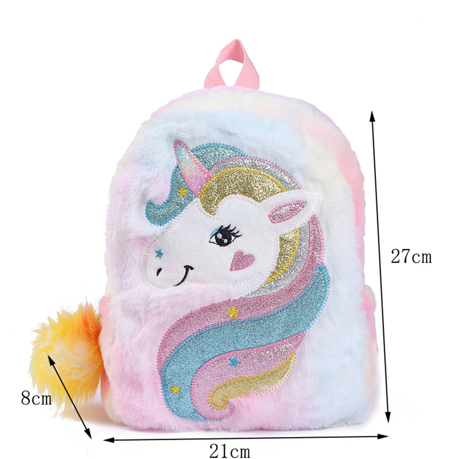 Mochila De felpa para niñas pequeñas, bolso escolar con patrón de animales de dibujos animados, mochila de día ligera, bandoleras