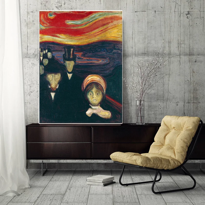 Anxiety Artist Edvard Munch Classic Art Canvas Prints Painting Poster Wall Pictures For Living Room Home Decor