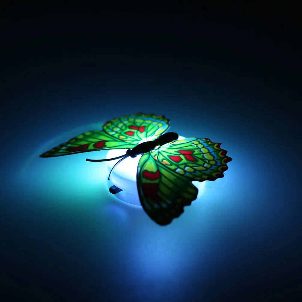 5Pcs Butterfly LED Light Self-Adhesive LED Wall Lamp Colorful Changing Night Light Wall Sticker Atmosphere Lighting Random Color