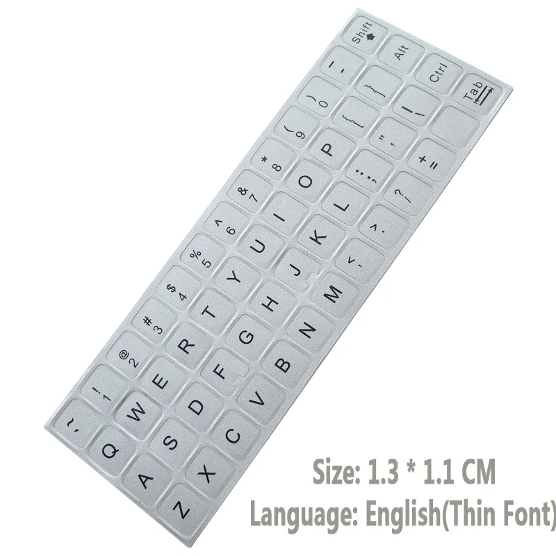 SR Matte Silver Keyboard Stickers English French Russian Italian German Arabic Spanish Thai Portugal Turkish Laptop Accessories