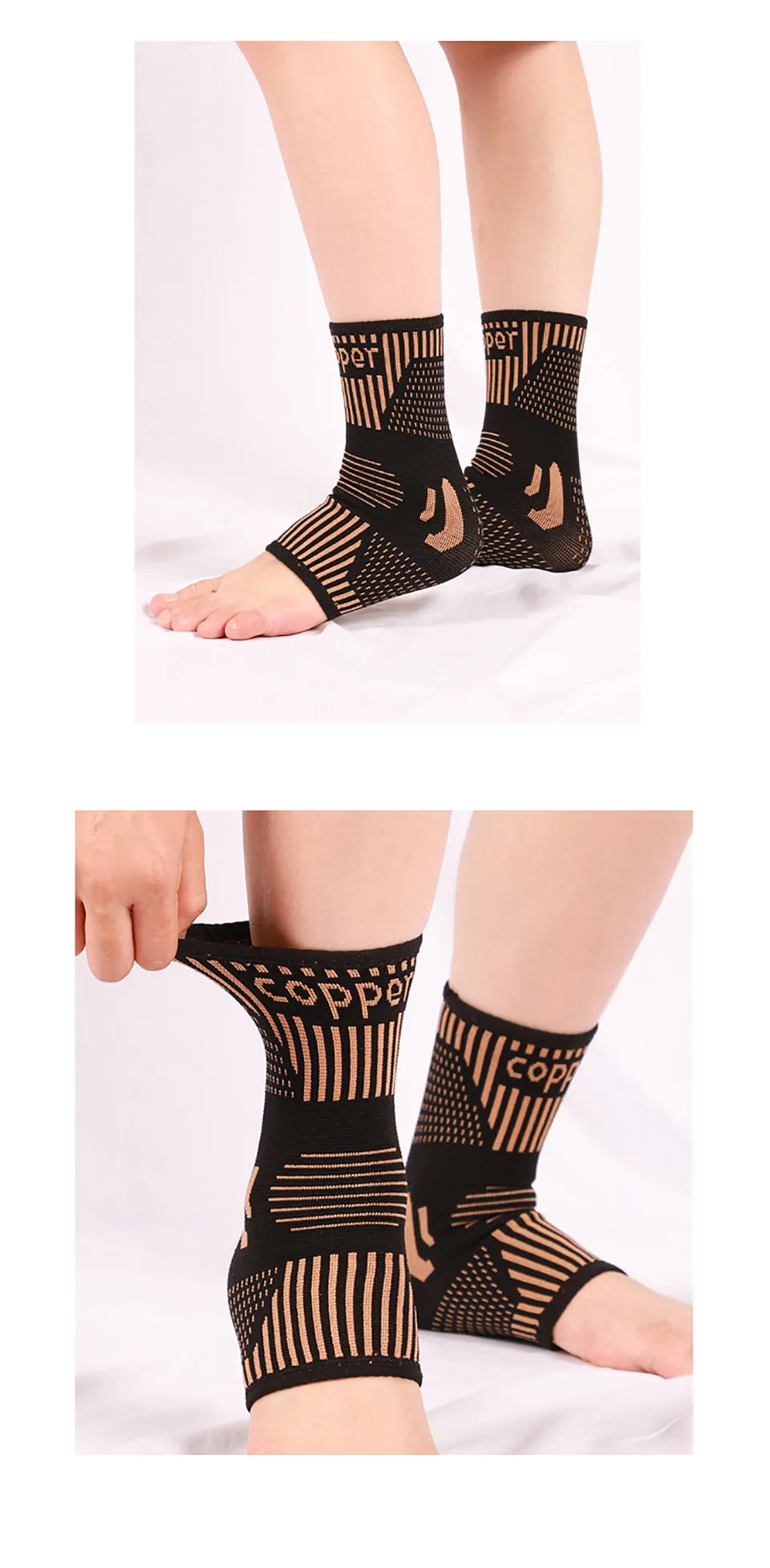 AOLIKES 1PCS Kupfer Ankle Brace Ankle Compression Sleeve Ankle Support Fuß Brace Für Verstauchten Knöchel, Schwellungen, laufschuhe, Sport – Detail 9