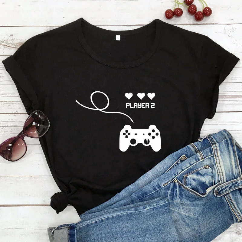 Player 1 And Player 2 T-shirt Funny Women Valentine\'s Day Gift Tshirt Cute Couples Honeymoon Top Tee Shirt