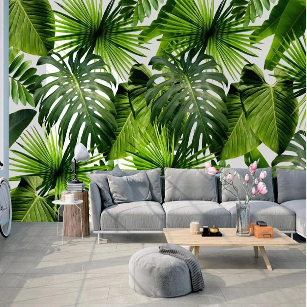 Milofi Custom 3D Wallpaper Mural Fresh Rainforest Plant Banana Leaf Pastoral Living Room Bedroom Background Wall Decoration Pain