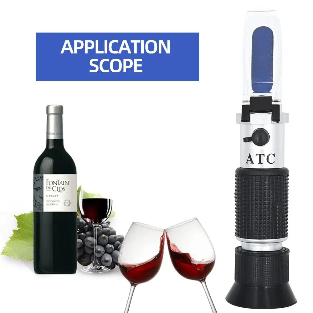 3 in 1 Handheld Alcohol Refractometer Sugar Wine Concentration Meter Densimeter 0-25% VOL 0-40% Brix Grapes for Distillery