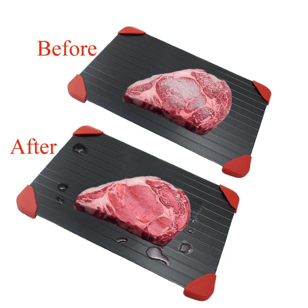 Quick Defrosting Plate, Defrosting Tray, Thaw Food, Meat, Fruit, Plate Board, Defrost Tray, 4Pcs Silicone Pad