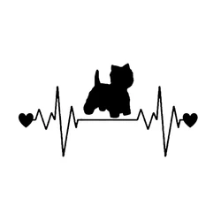 Westie Heartbeat Lifeline Wide Car Sticker, Dog West Highland, Head Styling, Vinyl Accessrespiration, 20x10cm