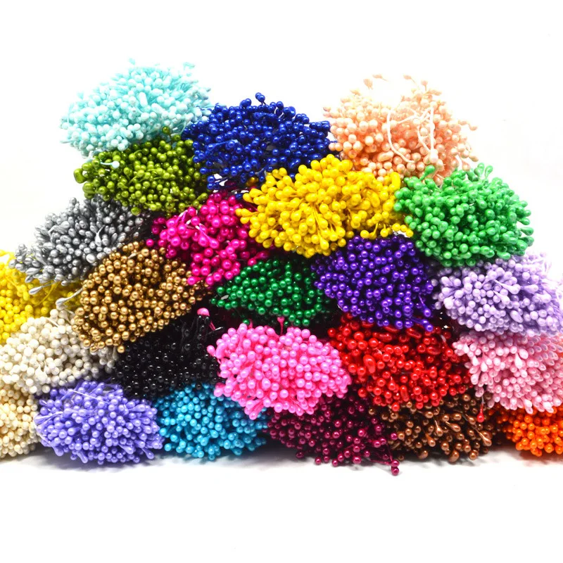 2-3mm 300pcs/lot Multi-Color Pearl Stamen Hand Cotton Thread Gypsum Pearlescent Flower Core Artificial decoration For Cake Tools