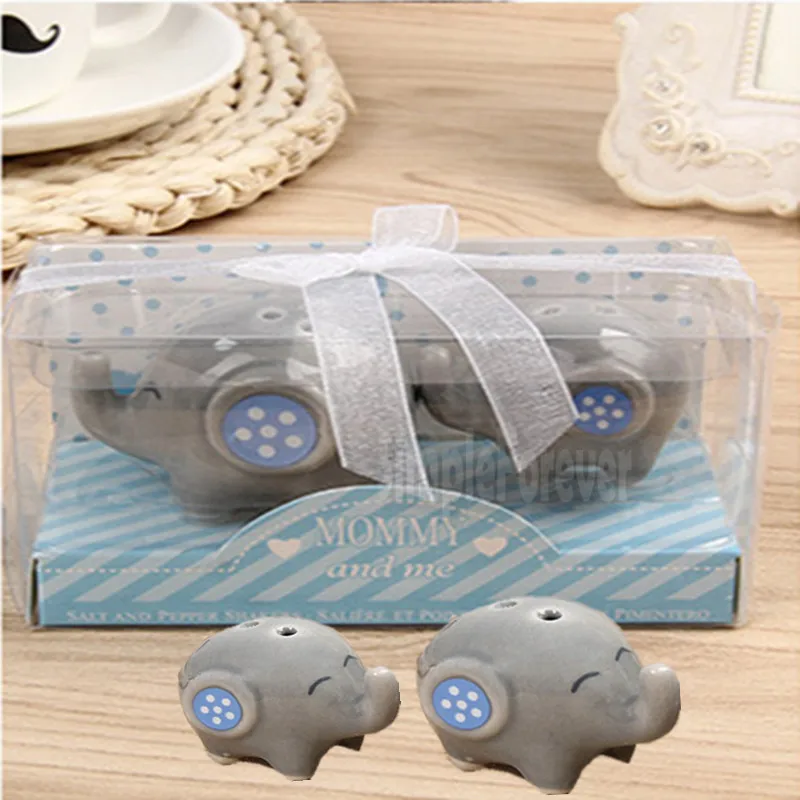 

60pcs/lot 30set Baby Shower Mommy and Me Little Peanut Elephant Ceramic Salt and Pepper Shaker Wedding Favors