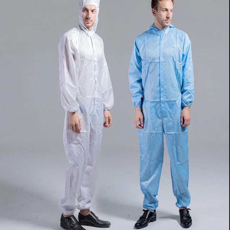 

Plus Size men women anti-static overalls Thin long sleeves One-piece workwear jumpsuit Workshop blue aseptic Sterile coveralls