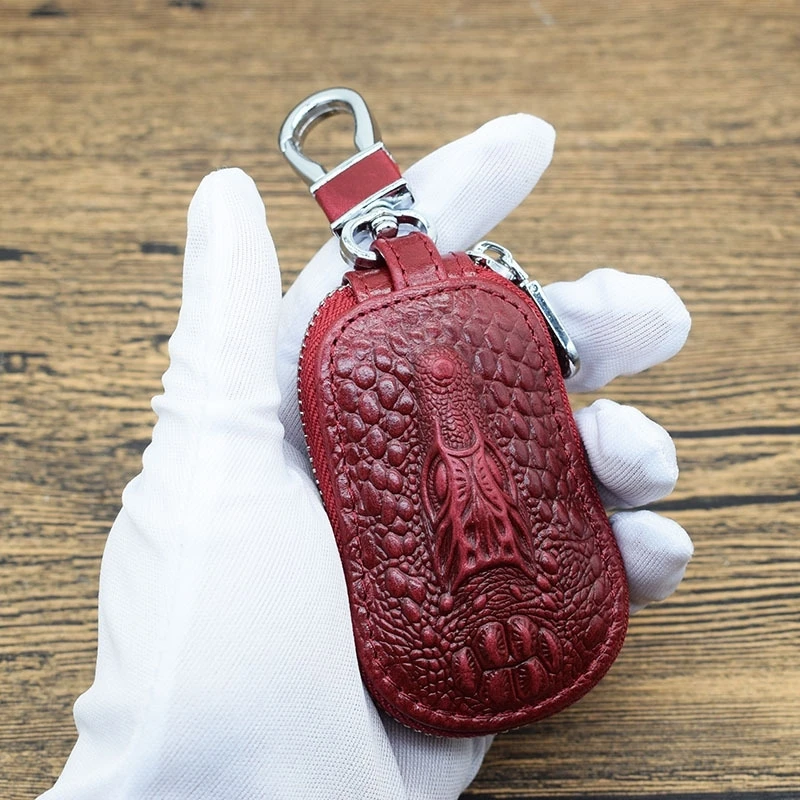 

New Car Key Bag Women's Retro Top Key Car Multifunctional General Crocodile Head Key Holder Purse Key Wallet Porta Chaves