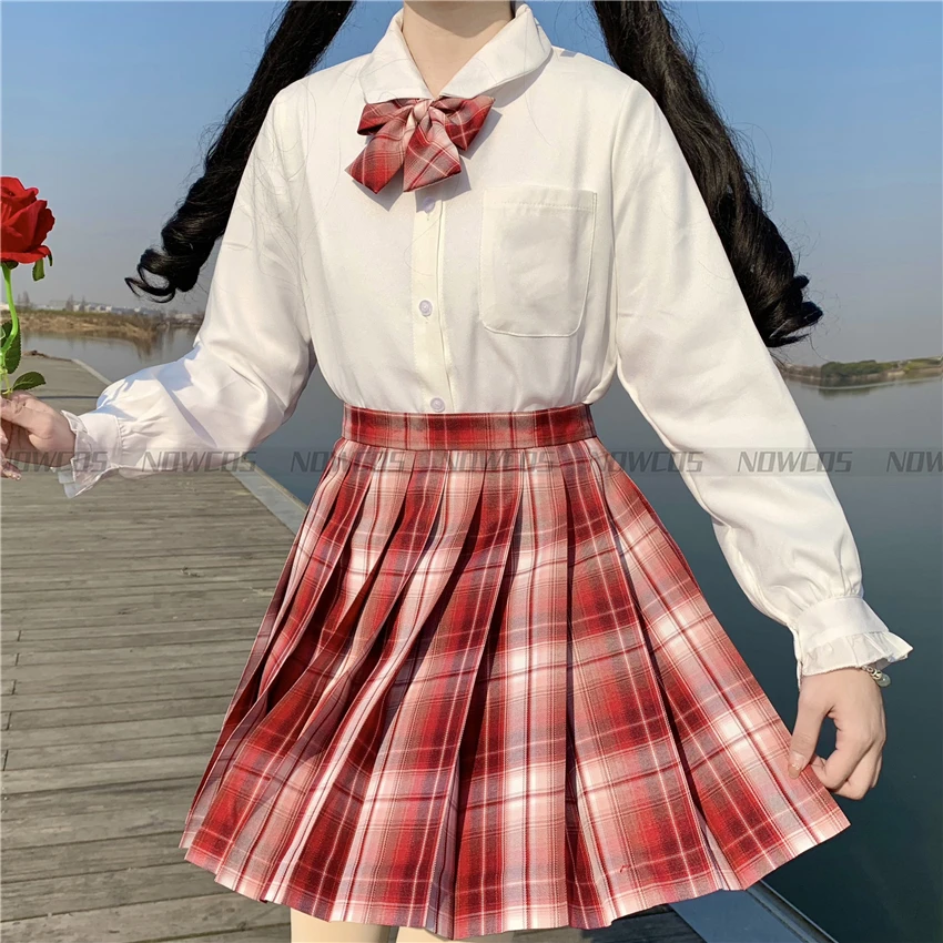 Strawberry Sundae-faldas plisadas de cintura alta para niña, Vestido corto/largo a cuadros para estudiantes, uniforme escolar JK, Verano