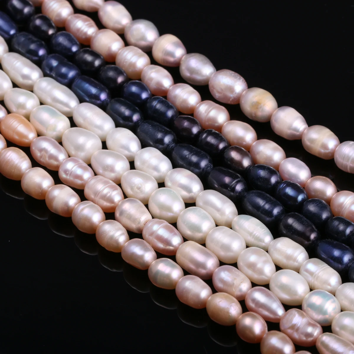 

Natural Freshwater Pearl Beads Rice White/Pink/Purple/Black Real Pearls for Jewelry Making DIY Charms Necklace Bracelet 14''