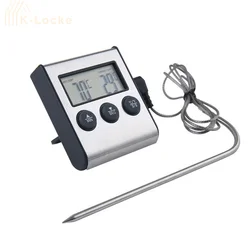 Digital Barbecue Meat Thermometer Stainless Steel Probe Food Temperature Timer Oven Thermomet Kitchen Cooking Thermometer