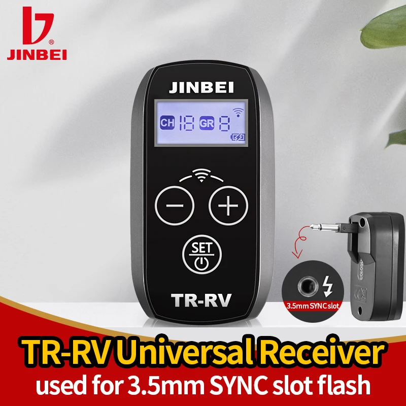 JINBEI TR-RVII 2.4GHz Wireless Trigger SYNC Slot Receiver 3.5mm Universal Port Remote Control Channel Group Transmitter