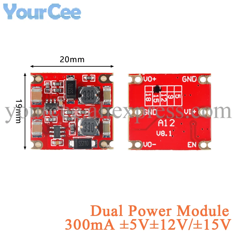 300mA DC-DC zejście Buck moduł zasilający podwójne wyjście 15V 12V 5V ± 15V ± 12V ± 5V