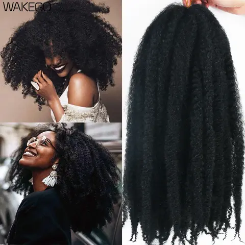 Wakego Hair Marley Braid Hair for Twists Afro Kinky Curly Marley Twist Crochet Hair Synthetic Ombre Braiding Hair Extensions