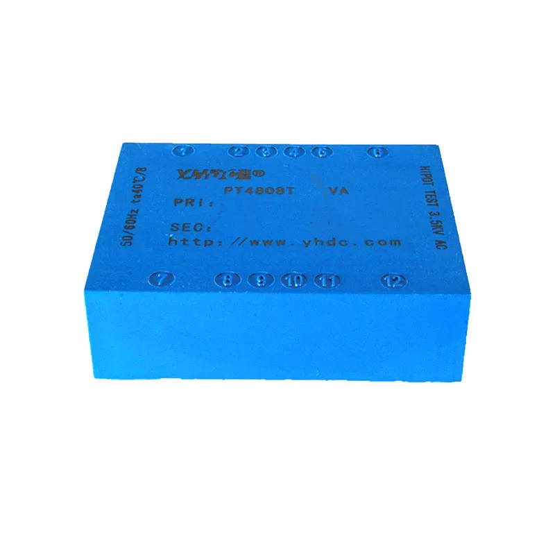 YHDC PT4808T Power 5VA Input 110Vx2 Output 6V/7.5V/9V/12V/15V/18V/24V Flat Type Three Skeletons Isolation Transformer Sealed