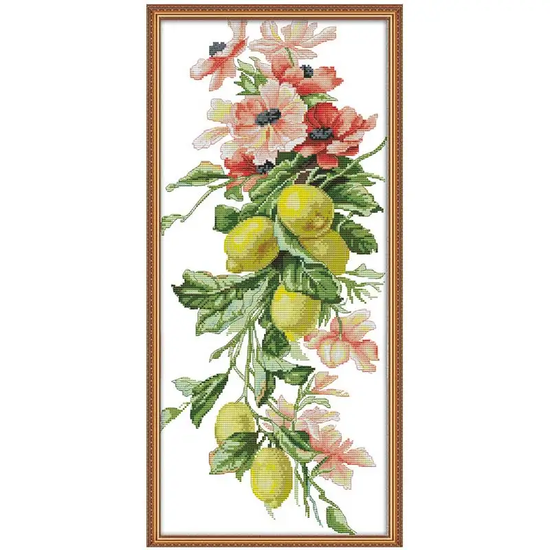 Cherry Grapes Roses Flowers Apples Counted Cross Stitch Set 11CT 14CT 16CT Stamped DMC Cross-stitch Kit Embroidery Needlework