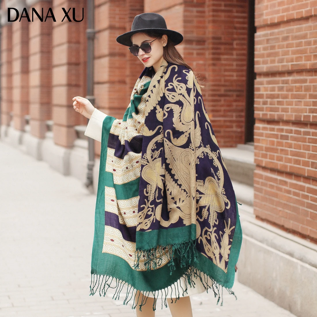 DANA XU Bufanda Mujer Wool Poncho Head Women Lady Warm Shawl Stoles Bandana Scarf Hijab Luxury Brand Pashmina Winter 2021