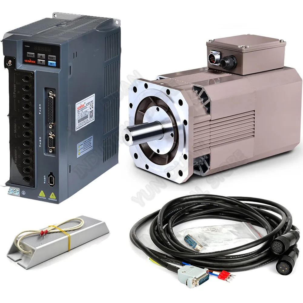 

High Speed 8000rpm 1.5kw 9.4Nm AC Servo Spindle Motor Drive Kits 2HP 178mm 3PH 380V Constant Power CNC Lathe Milling Grinding