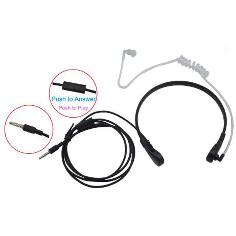 1pin 3.5mm Throat Mic Microphone Headset Covert Acoustic Air Tube Earpiece for iPhone Android Xiaomi Samsung Smart Mobile Phone