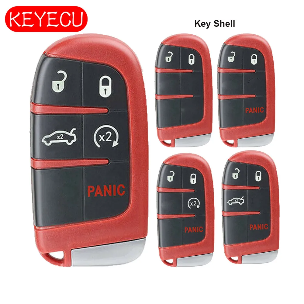 Keyecu Red Remote Key Shell Case Fob Replacement for Chrysler Jeep Dodge Challenger Charger Dart Durango 2011-2018