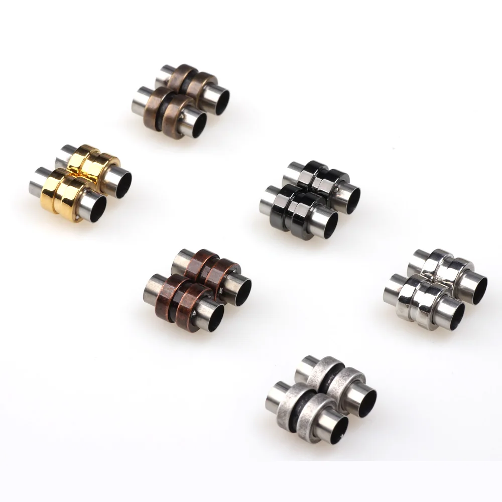 Stainless Steel Magnetic Clasps Hole 6mm 2set Leather Cord Bracelet/Necklace Buckle Never Fade Wheel Closure DIY Jewelry Making