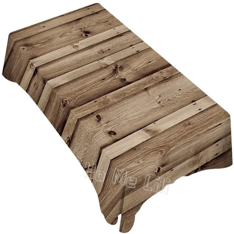 

Decorative Rectangle Table Cloths Vintage Rustic Knotty Wood Simple Design Pattern For Dining Bbq Picnic